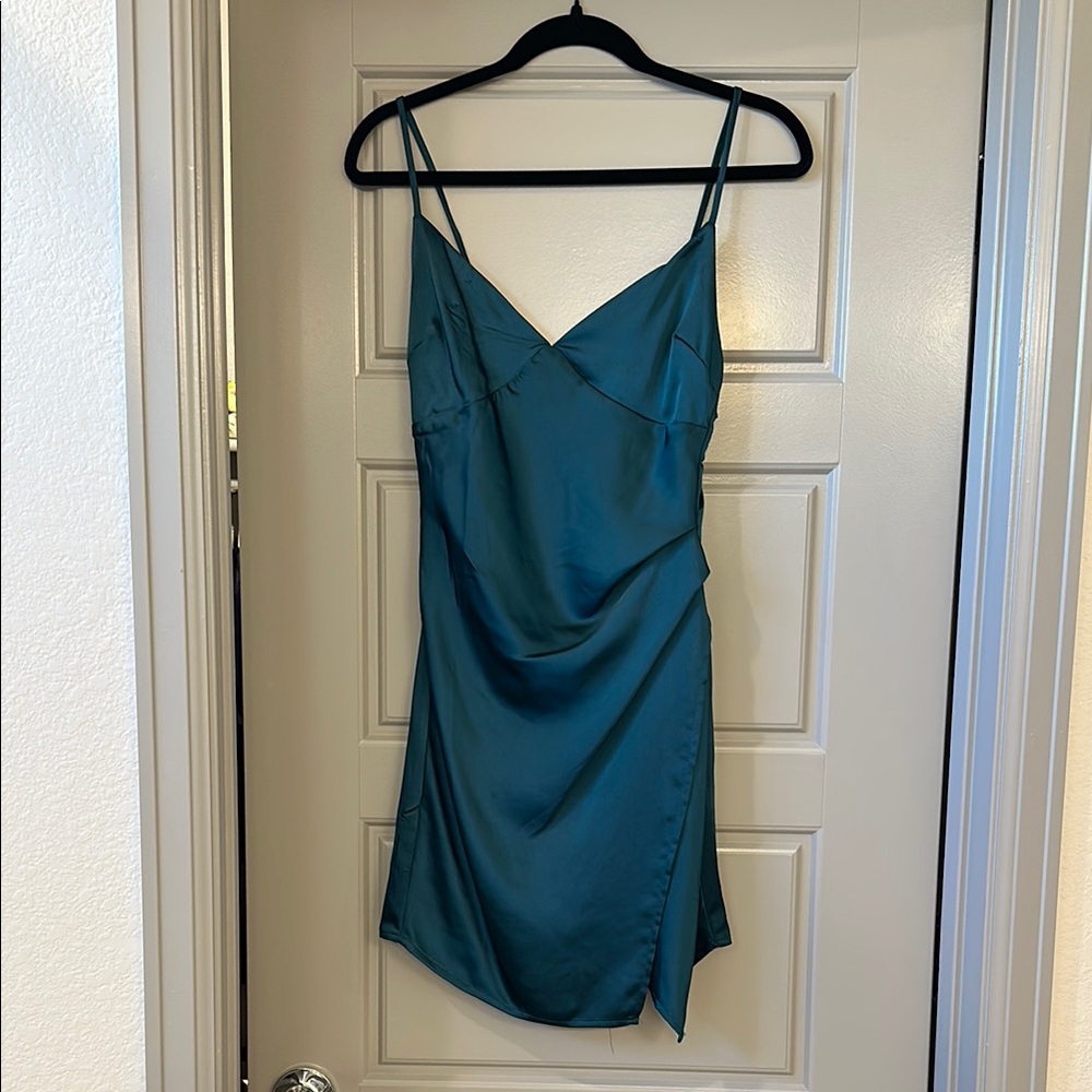 Dark Forest Green Satin Slip Dress